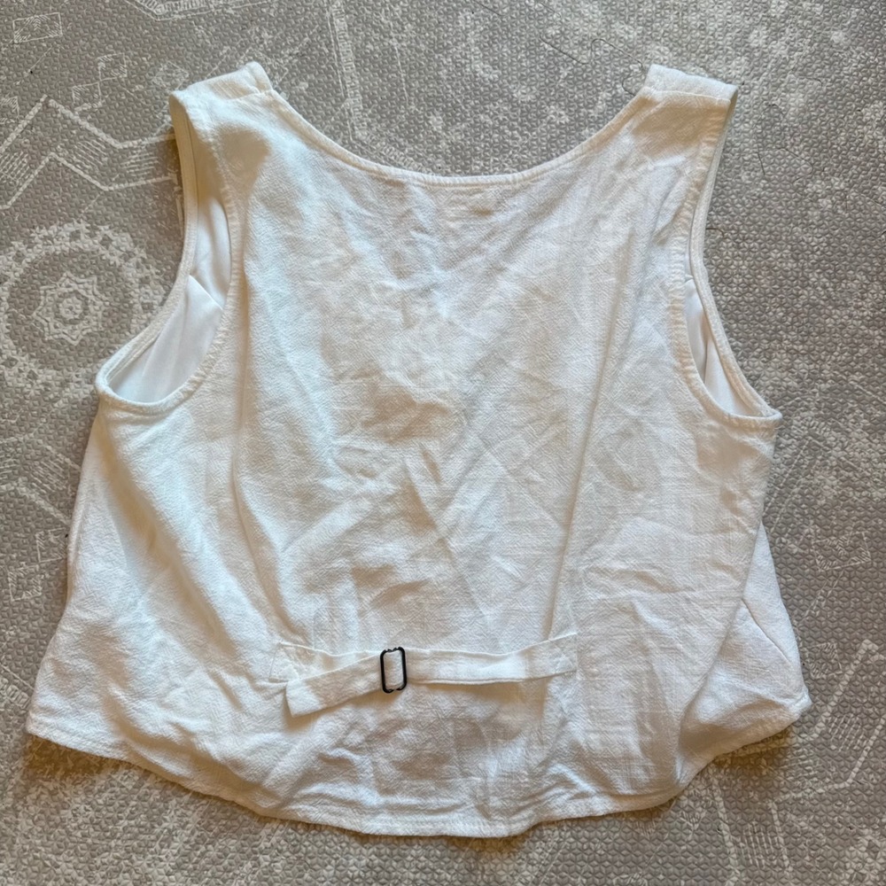 Kirious Button Front Vest Women Medium White Linen Blend Sleeveless - Picture 6 of 6